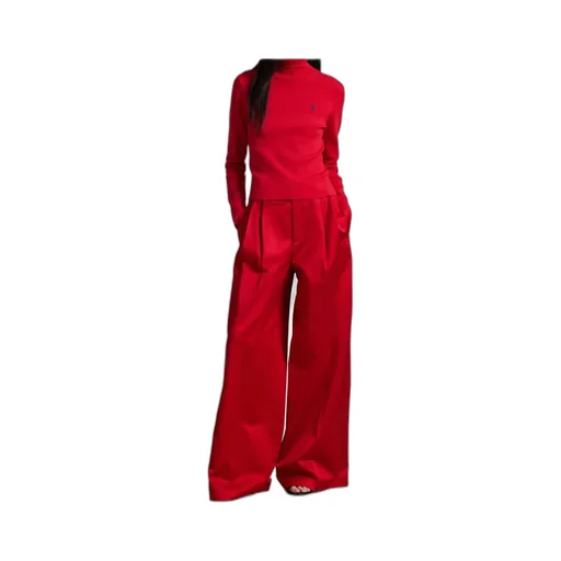 Wide Leg Pleated Trousers