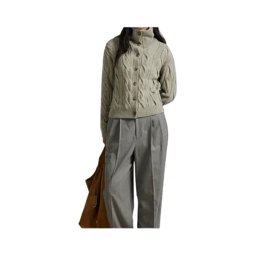 Cable-Knit Turtleneck Cardigan