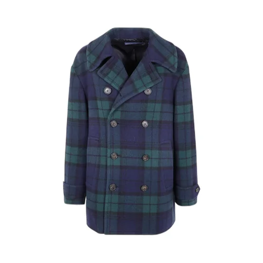 Checked Double-Breasted Peacoat