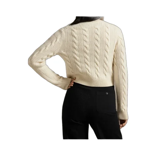 Cable-Knit Crewneck Buttoned Cardigan