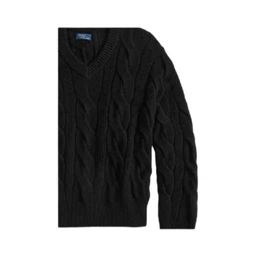 Cable-Knit V-Neck Pullover Sweater