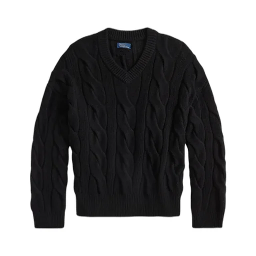 Cable-Knit V-Neck Pullover Sweater