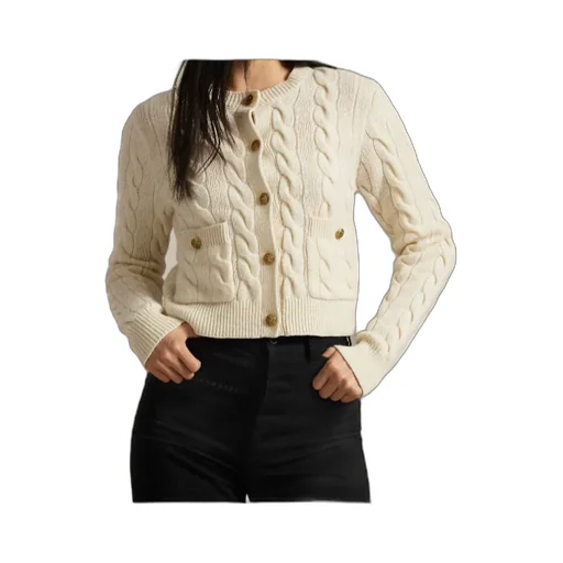Cable-Knit Crewneck Buttoned Cardigan