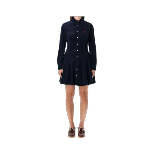 Corduroy Flared Shirt Mini Dress