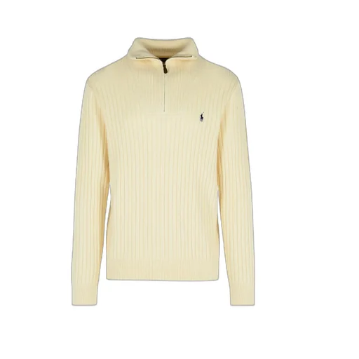 Ribbed High-Neck Half-Zip Sweater