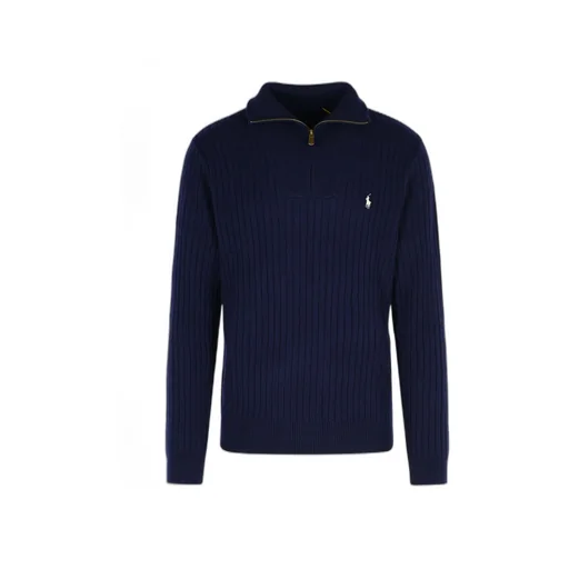 Ribbed Zip-Neck Sweater