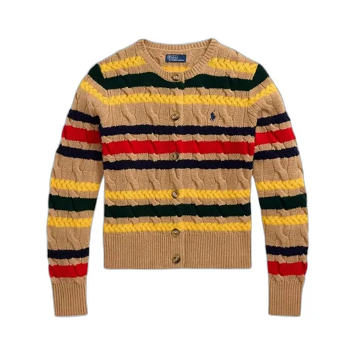 Logo Embroidered Striped Cardigan