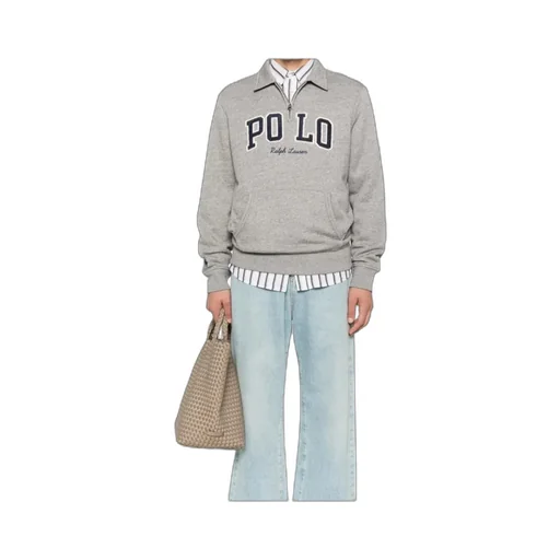 Polo Neck Kangaroo Pocket Sweatshirt