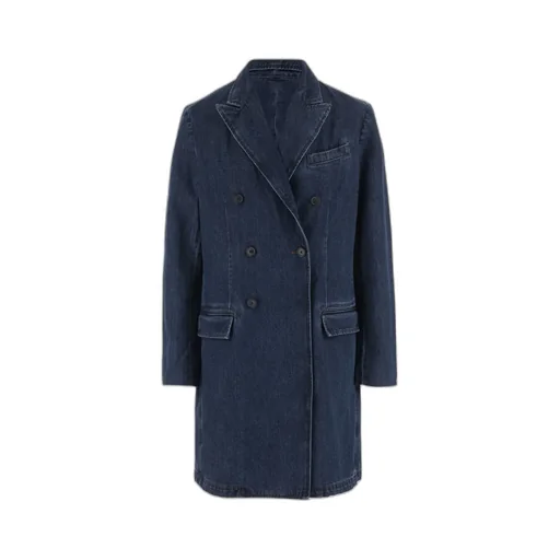 Denim Double-Breasted Coat
