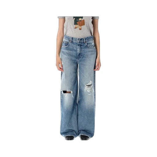 Distressed Straight-Leg Jeans