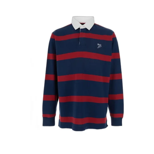 Long-Sleeved Striped Polo Shirt