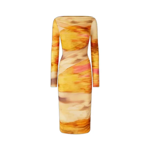 Boat Neck Printed Dress