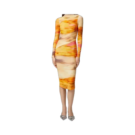 Boat Neck Printed Dress