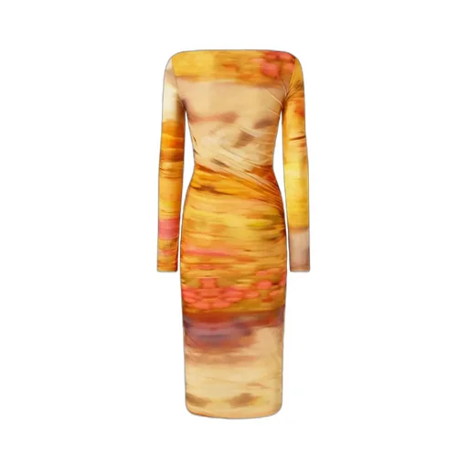 Boat Neck Printed Dress