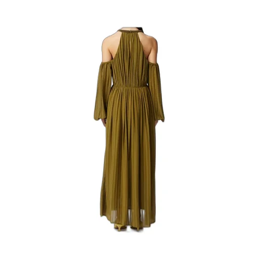 Long-Sleeved Pleated Midi Dress