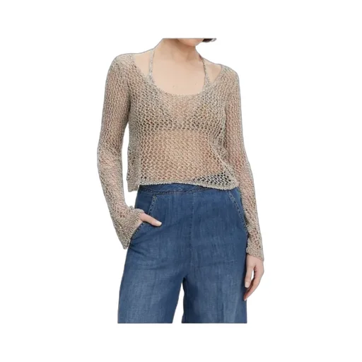 Halterneck Triangle-Cup Knitted Top