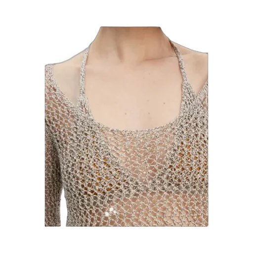 Halterneck Triangle-Cup Knitted Top