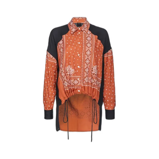 Pattern-Printed Button-Up Shirt