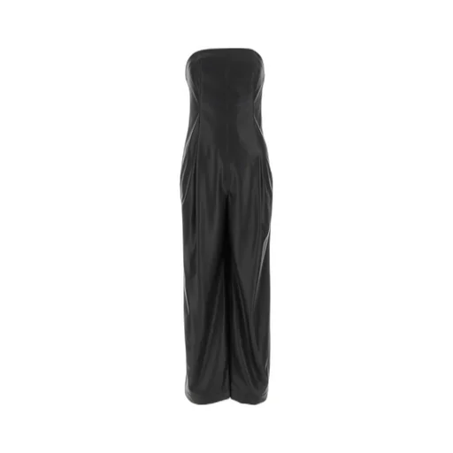 Strapless Faux-Leather Jumpsuit