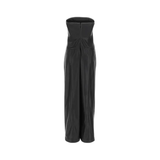 Strapless Faux-Leather Jumpsuit