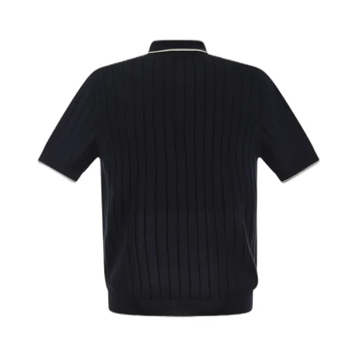 Ribbed Knit Polo Shirt
