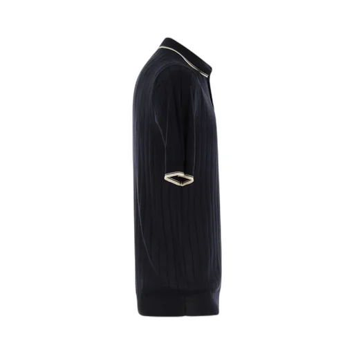 Ribbed Knit Polo Shirt