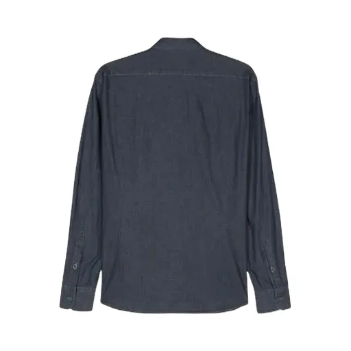 Curved Hem Buttoned Denim Shirt