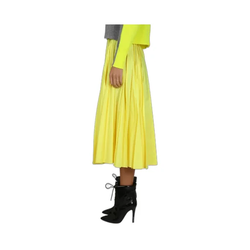 Pleated Mid-Length Flared Skirt