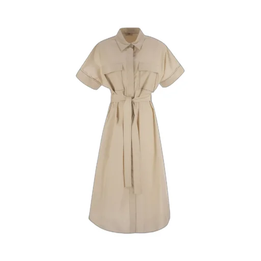 Light Stretch Cotton Satin Chemisier Dress