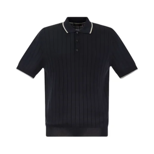 Ribbed Knit Polo Shirt