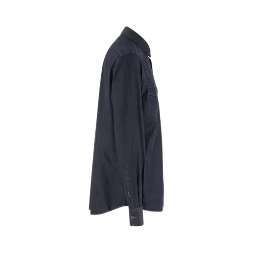Curved Hem Buttoned Denim Shirt