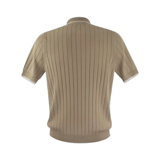 Ribbed Knit Polo Shirt