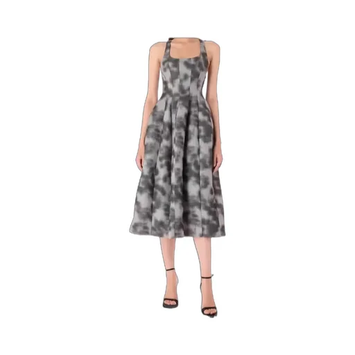 Printed Sleeveless Pleated Dress