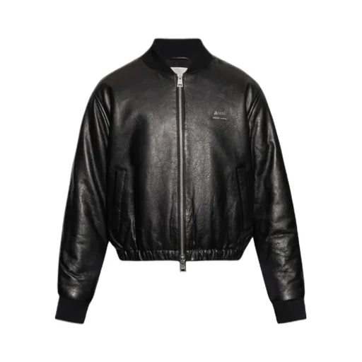 Logo-Plaque Zipped Leather Jacket