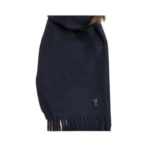 Logo Patch Fringed-Edge Scarf