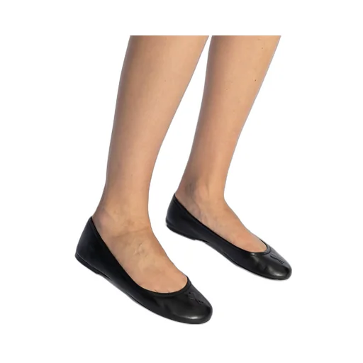 Logo Embossed Round-Toe Ballet Flats