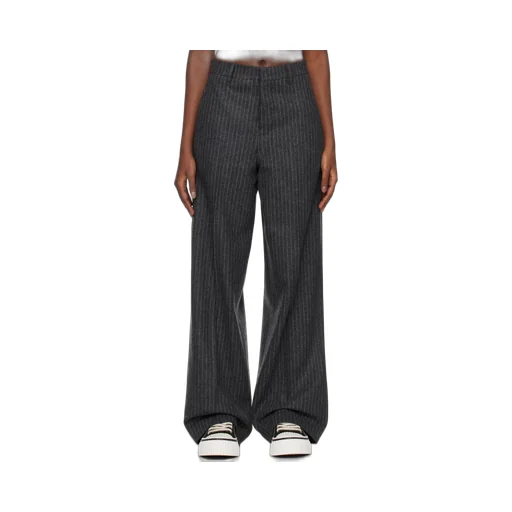 Pinstriped Wide-Leg Trousers