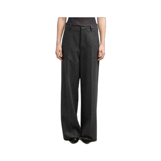 Pinstriped Wide-Leg Trousers