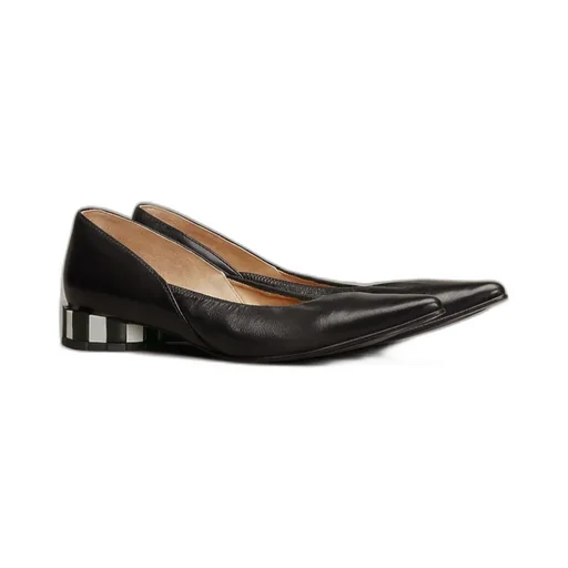 Pointed Pleated Low-Heeled Shoes