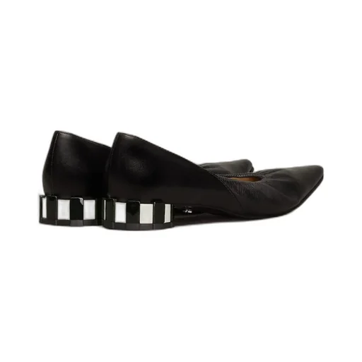 Pointed Pleated Low-Heeled Shoes