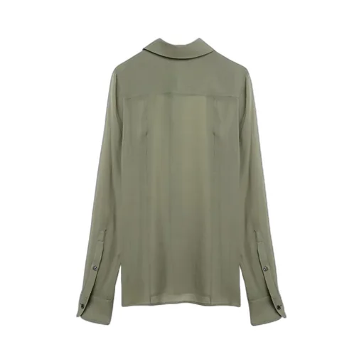 Wide Lapel Long-Sleeved Shirt