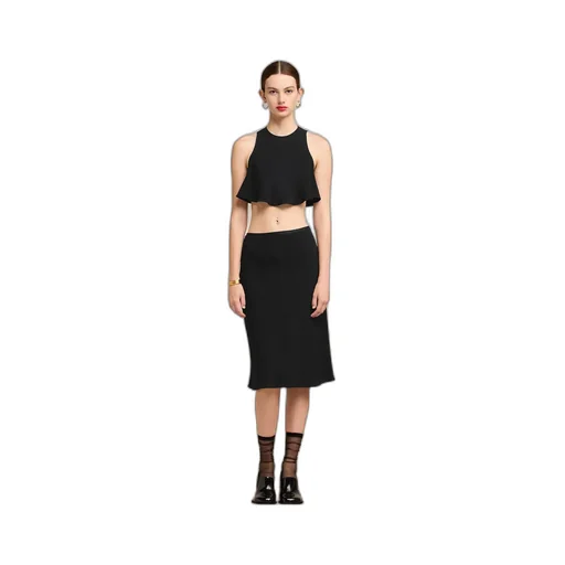 Mid Rise Pencil Midi Skirt