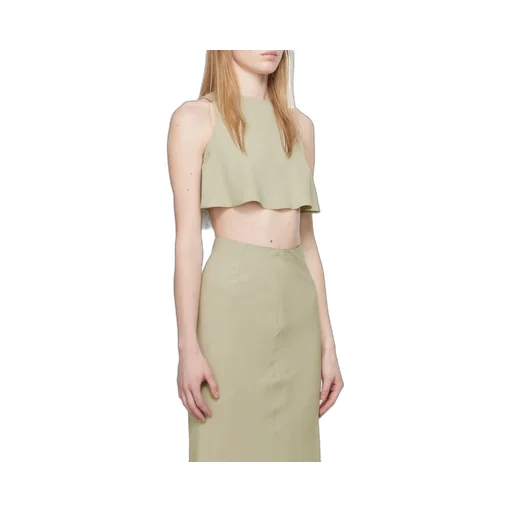 Cropped Sleeveless Flared Top