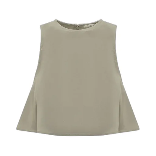 Cropped Sleeveless Flared Top
