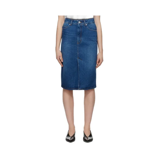 Logo Patch Denim Skirt