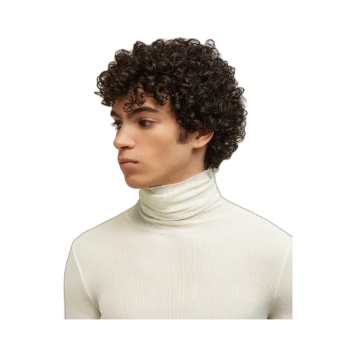 Semi-Sheer Roll-Neck Ribbed-Knit Jumper