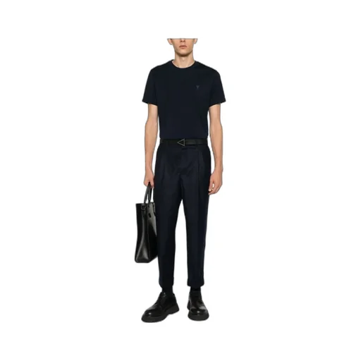 Belt-Loop Striped Casual Pants