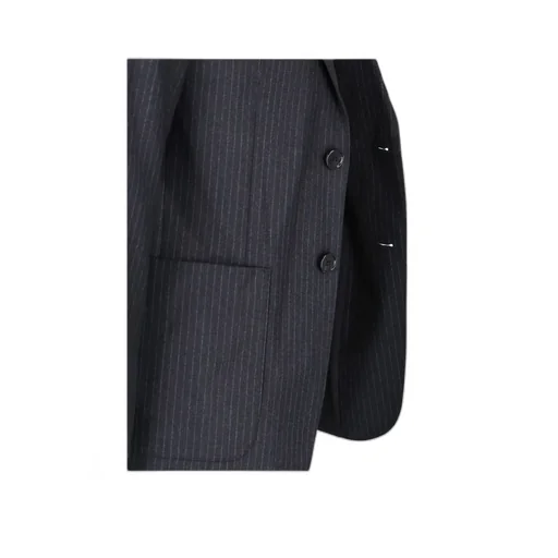Pinstriped Single-Breasted Tailored Blazer