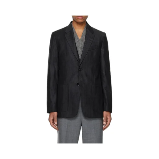 Pinstriped Single-Breasted Tailored Blazer