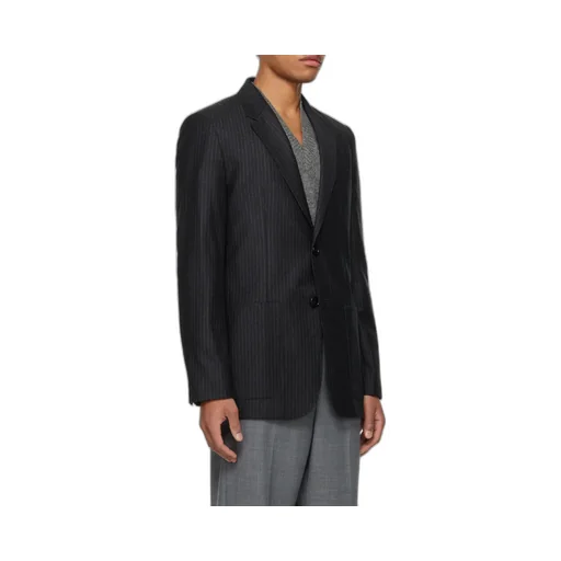 Pinstriped Single-Breasted Tailored Blazer